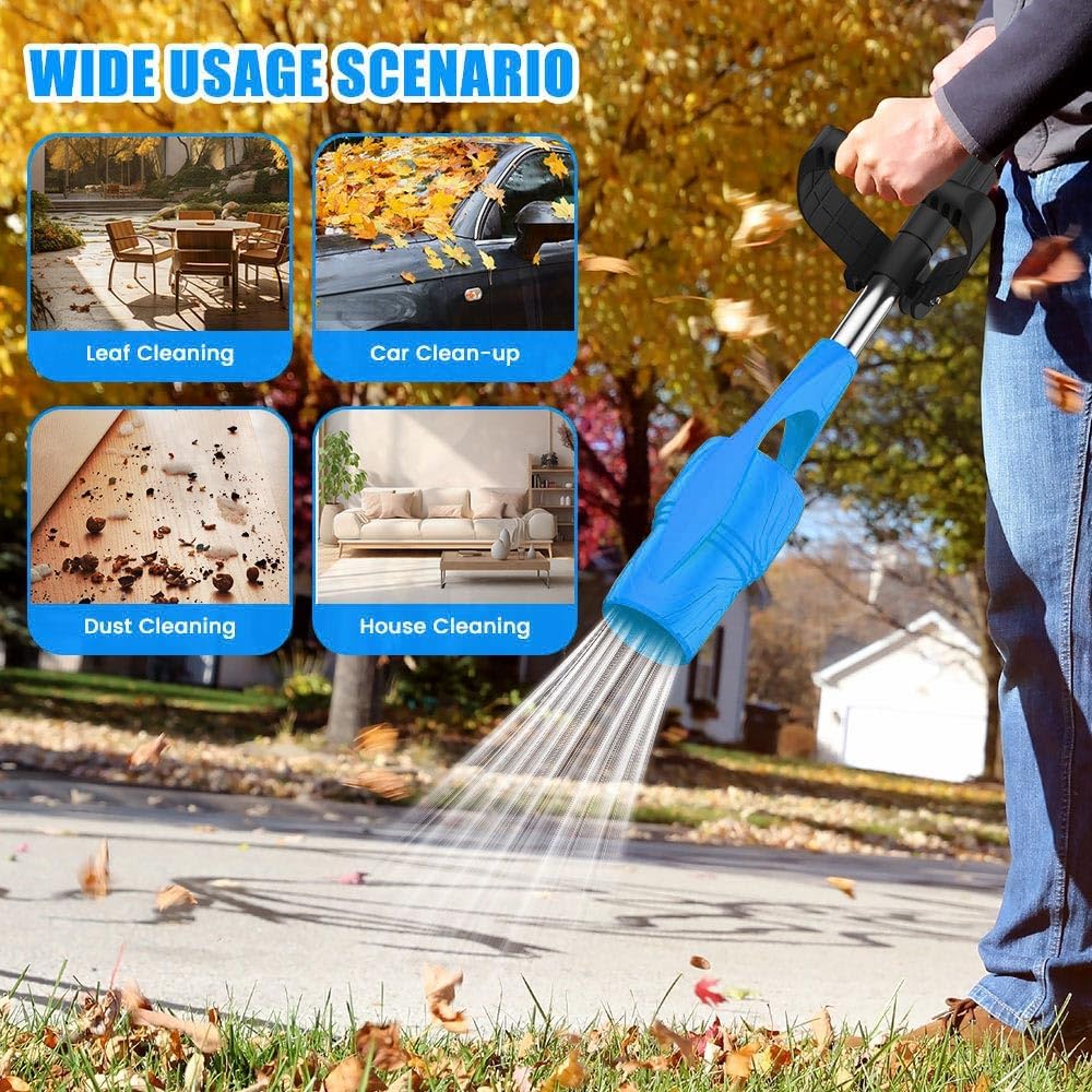 2025 Upgraded Leaf Blower Cordless with 2* Batteries, Dual Handle Electric Leaf Blower with Infinitely Variable Speed, 21V Ultra-Lightweight for Blowing Snow and Leaf, Lawn Care and Dust